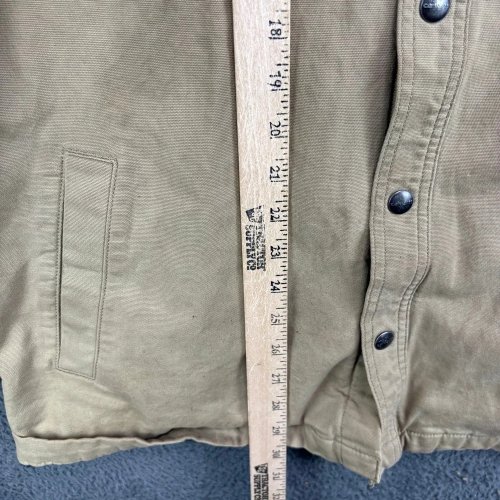 Carhartt Mens Tan‎ Duck Canvas Snap Front Shirt Jacket Large Tan L S121